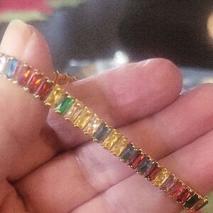 Simulated Gemstone Bracelet Approximately 7 In